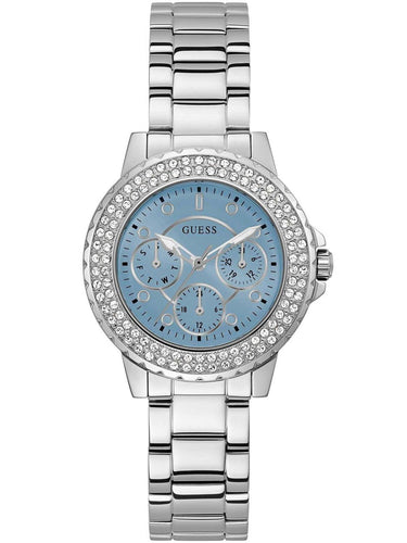 Guess Damen Armbanduhr Crown Jewel 36 mm Strasssteine auf dem Gehäuse Armband Edelstahl GW0410L1